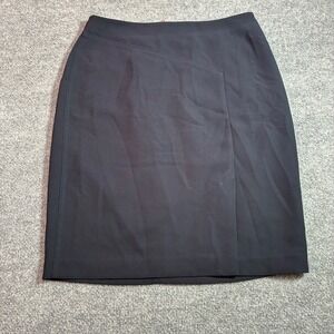 DKNY Faux Wrap Pencil Skirt Womens 10 Black Gold Zipper Lined Office